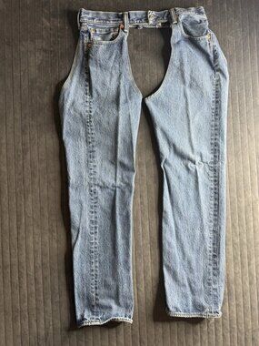 Custom Levi's Assless Chaps Blue Denim Jeans 5-Pocket Design Cotton